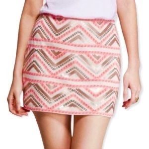 💥Express Nude and Pink Sequin Mini Skirt💥